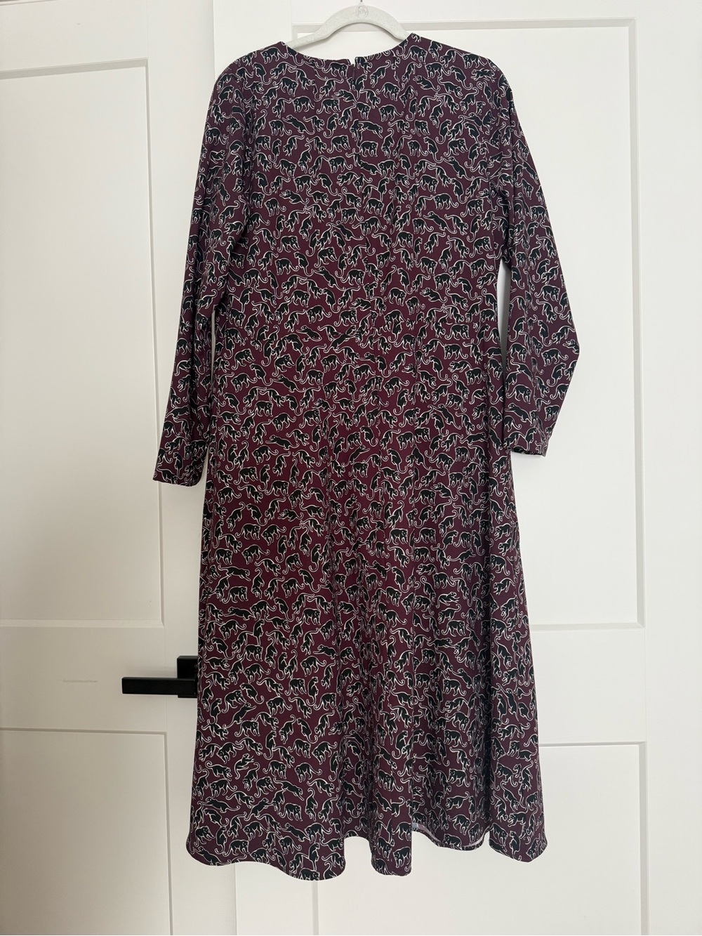 Ann Taylor Burgundy and Black Long-Sleeve Printed A-Line Dress size 14 - Picture 7 of 7